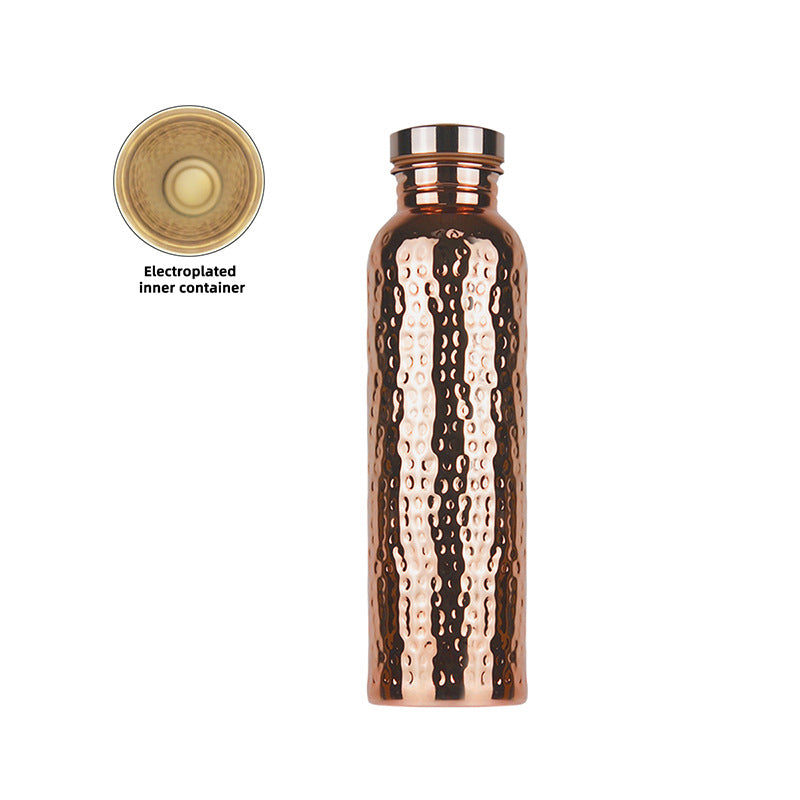 800ML Copper Hammer - Pattern Water Bottle: Leakproof, for Sports/Outdoor/Cycling/Gym/Fitness/Travel