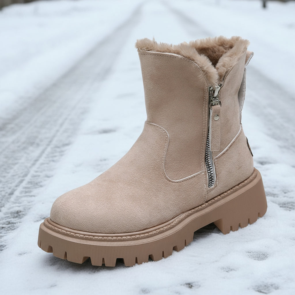 Women’s Velvet Lined Cotton Snow Boots — Plus Size Winter Warm Boots