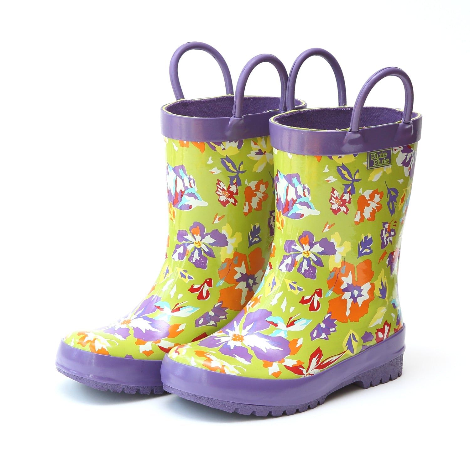 Youth Lime Flower Rain Boot