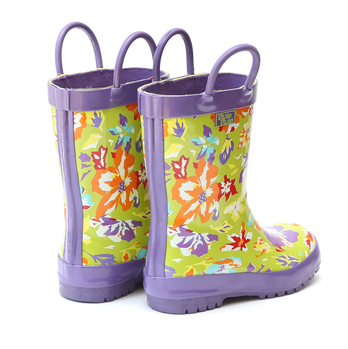 Youth Lime Flower Rain Boot