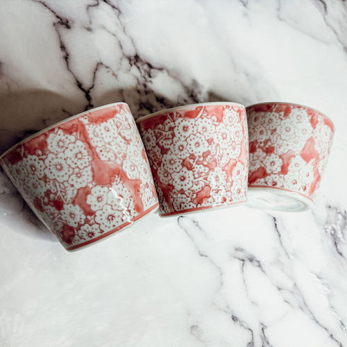 Mini Pink Hand-Painted Porcelain Cachepots Set Of 6 Decorative Planters