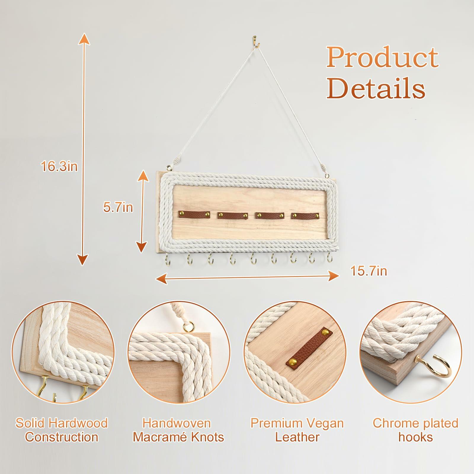 heiwinner Herb Drying Rack Hanging Rustic Wood 4-Compartment 15.7x5.9x0.59